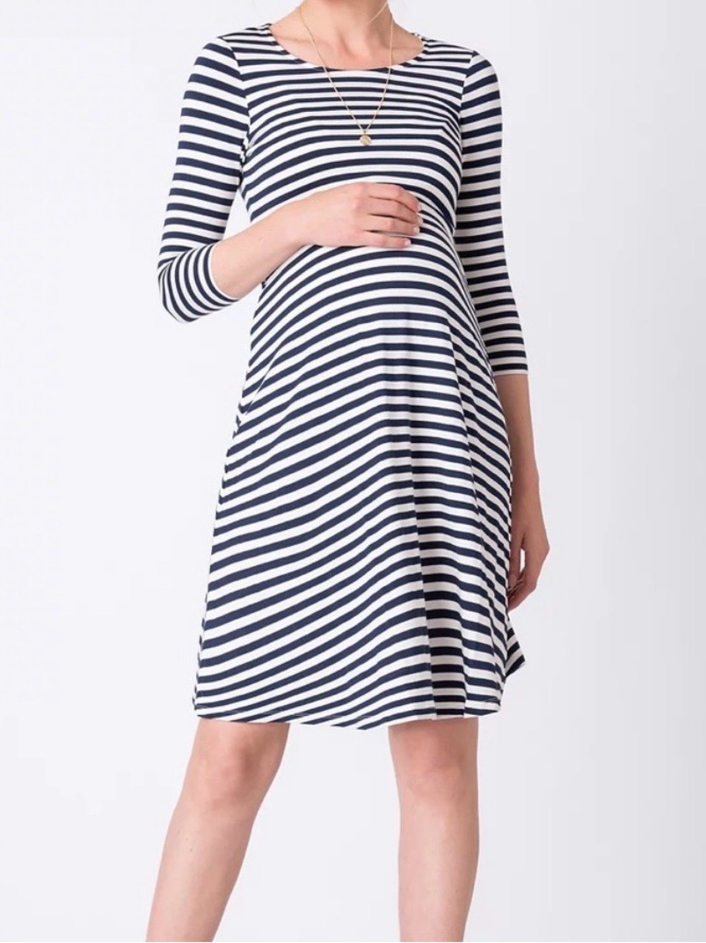 Seraphine Navy and White Striped Maternity Top